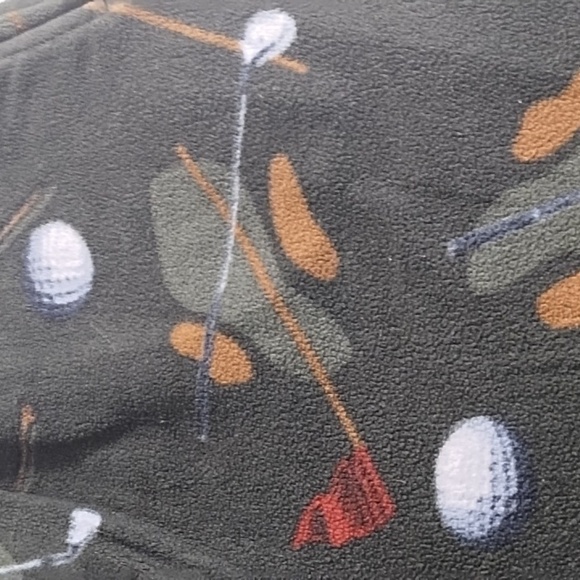 Men's Golf Print Fleece Lounge Sleep Pant Large Pockets 1 Button Fly - Picture 8 of 10